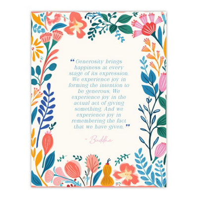 Artery8 Unframed Wall Art Generosity Brings Happiness Buddhist Mindfulness Quote12X16 Inch from B&Q