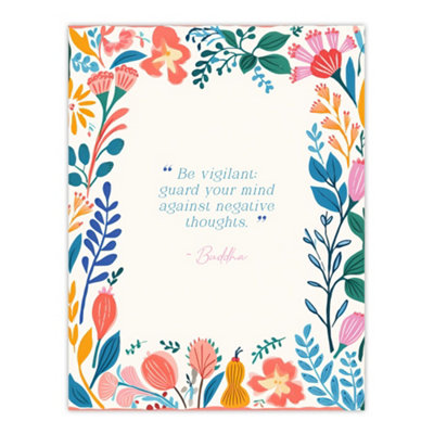 Artery8 Unframed Wall Art Guard Against Negative Thoughts Buddhist Mindfulness Floral Art12X16 Inch from B&Q