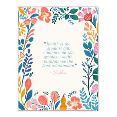 Artery8 Unframed Wall Art Health Is The Greatest Gift Blue Buddha Mindfulness Quote12X16 Inch from B&Q