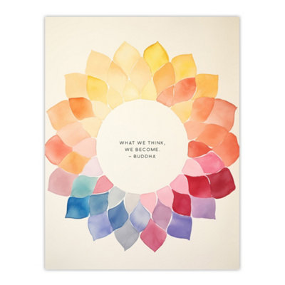 Artery8 Unframed Wall Art What We Think We Become Buddhist Mindfulness Quote Mandala12X16 Inch from B&Q