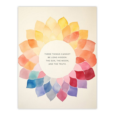 B&Q -  Unframed Wall Art Truth Cannot Be Hidden Buddhist Mindfulness Quote Mandala12X16 Inch