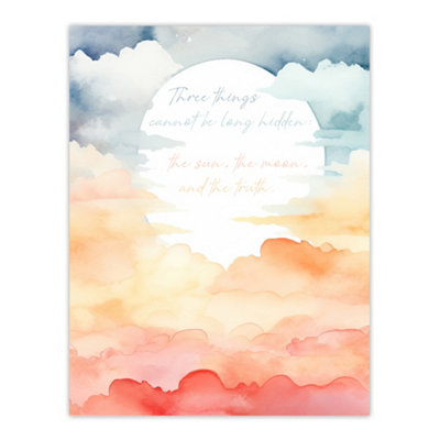 B&Q -  Unframed Wall Art Truth Cannot Be Hidden Buddhist Mindfulness Sun Clouds12X16 Inch