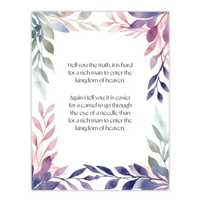Artery8 Unframed Wall Art Matthew 19:24 Jesus Christian Bible God Quote Violet Art12X16 Inch from B&Q