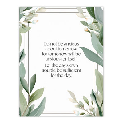 Artery8 Unframed Wall Art Matthew 6:34 Live In The Moment Jesus Bible Quote Green12X16 Inch from B&Q