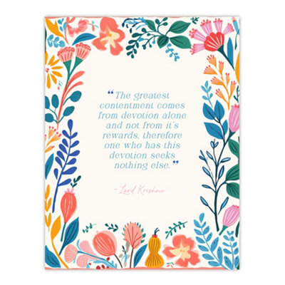 Artery8 Unframed Wall Art Hinduism Devotion Lord Krishna Veda Hindu Quote Floral12X16 Inch from B&Q