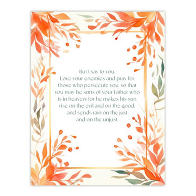 Artery8 Unframed Wall Art Love Your Enemies Orange Sermon On The Mount Jesus Bible12X16 Inch from B&Q