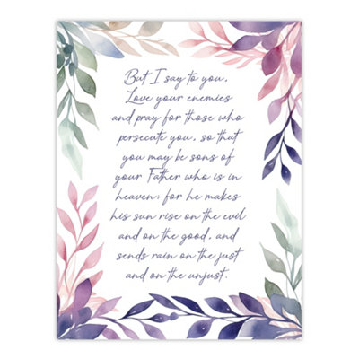 Artery8 Unframed Wall Art Love Your Enemies Violet Sermon On The Mount Jesus Bible12X16 Inch from B&Q