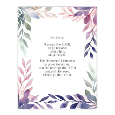 Artery8 Unframed Wall Art Psalm 117 Praise The Lord All You Nations Bible Quote12X16 Inch from B&Q