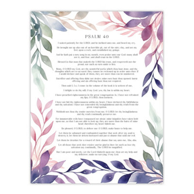 Artery8 Unframed Wall Art Psalm 40 I Waited Patiently For The Lord Bible Quote Faith12X16 Inch from B&Q