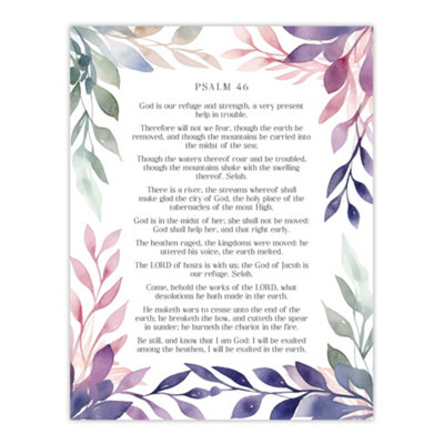 B&Q -  Unframed Wall Art Psalm 46 Our Refuge And Strength Old Testament Bible Quote12X16 Inch