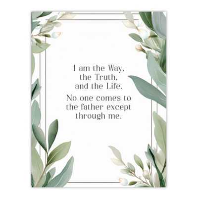 Artery8 Unframed Wall Art The Way The Truth The Life Green Bible Quote New Testament12X16 Inch from B&Q