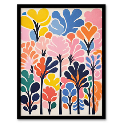 Artery8 Forest Delight Bright Pastel Colour Oil Painting Pink Orange Blue Henri Matisse Style Trees Wall Art PrintA4 Size from B&Q
