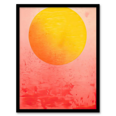 Artery8 Framed Wall Art Sunset Sun Vibrant Orange And Pink Minimalist Abstract Painting12X16 Inch from B&Q