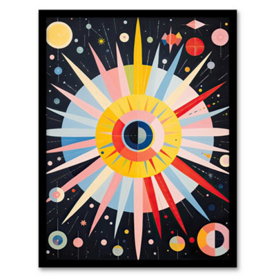 Artery8 Framed Wall Art Celestial Navigation Hilma Af Klint Style Abstract Oil Painting Planetary Cartography12X16 Inch from B&Q