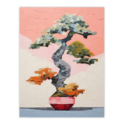 Artery8 Unframed Wall Art Japanese Bonsai Tree Plant Pot Thick Painting12X16 Inch from B&Q