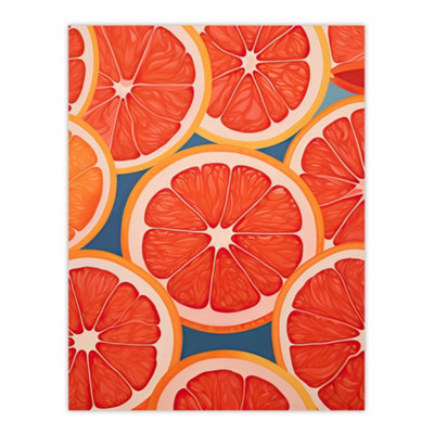 B&Q -  Unframed Wall Art Blood Orange Slices On Blue Fun Graphic Painting Kitchen12X16 Inch