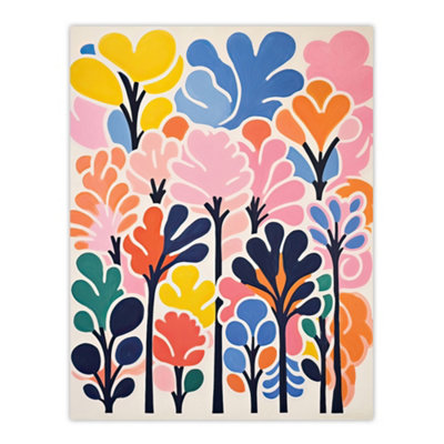 Artery8 Unframed Wall Art Forest Delight Bright Pastel Colour Painting Pink Orange Blue Henri Matisse Style Trees12X16 Inch from B&Q