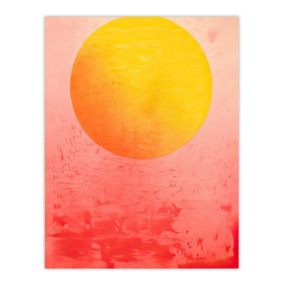 Artery8 Unframed Wall Art Sunset Sun Vibrant Orange And Pink Minimalist Abstract Painting12X16 Inch from B&Q