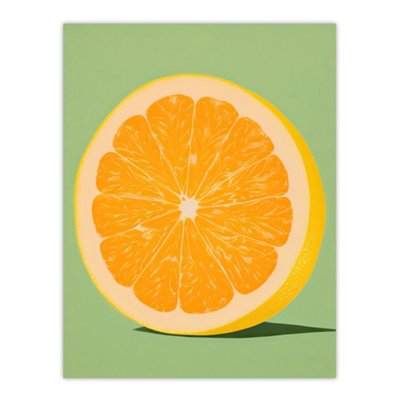 Artery8 Unframed Wall Art Sliced Orange On Green Pastel Duotone Colour Block Fruit Kitchen12X16 Inch from B&Q