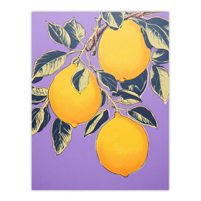 Artery8 Unframed Wall Art Lemon Tree Branch Vibrant Yellow Purple Green Kitchen12X16 Inch from B&Q