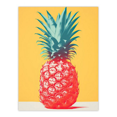 Artery8 Unframed Wall Art Tropical Radiance Vibrant Pineapple Kitchen Artwork Pink Yellow Green Pop Art12X16 Inch from B&Q
