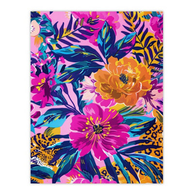 Artery8 Unframed Wall Art Leopard Hiding In Floral Pattern Design12X16 Inch from B&Q