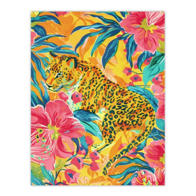 Artery8 Unframed Wall Art Leopard In Pink Lily Jungle Vibrant Painting12X16 Inch from B&Q
