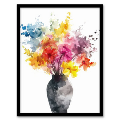 Artery8 Flower Bouquet In Vase Abstract Watercolour Poster Wall Art PrintA4 Size from B&Q