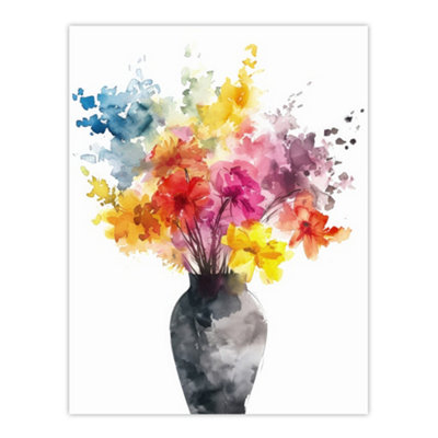 Artery8 Unframed Wall Art Flower Bouquet In Vase Abstract Watercolour12X16 Inch from B&Q