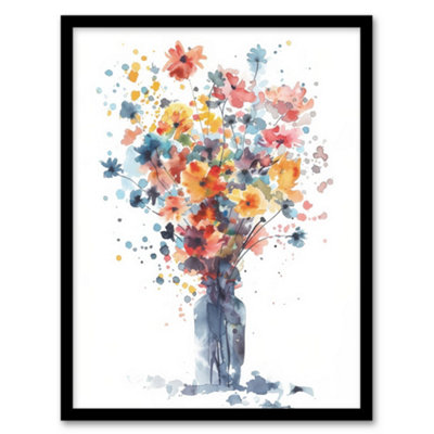 Artery8 Wildflower Bouquet In Vase Abstract Watercolour Poster Wall Art PrintA4 Size from B&Q