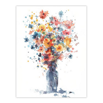 Artery8 Unframed Wall Art Wildflower Bouquet In Vase Abstract Watercolour12X16 Inch from B&Q