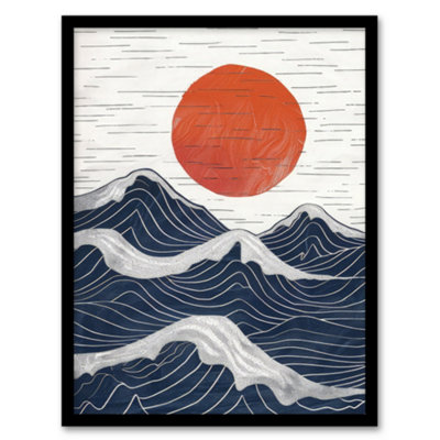 Artery8 Abstract Sunset Seascape Waves Sun Painting Poster Wall Art PrintA4 Size from B&Q