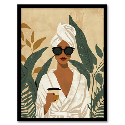 Artery8 Framed Wall Art Plant And Coffee Lover Self Care Spa Day Poster12X16 Inch