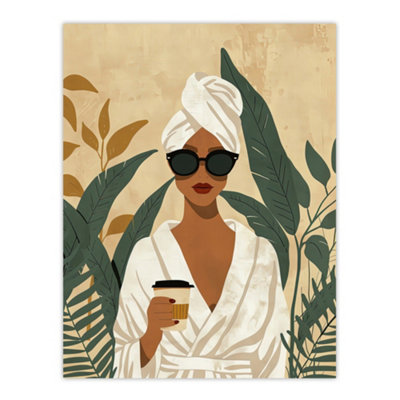 Artery8 Unframed Wall Art Plant And Coffee Lover Self Care Spa Day12X16 Inch