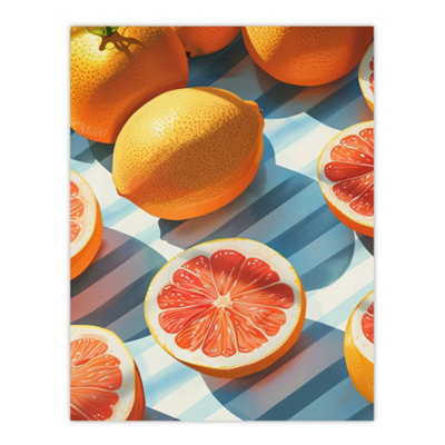 Artery8 Unframed Wall Art Pink Grapefruit Summer Fruit Slice Pattern Design12X16 Inch from B&Q