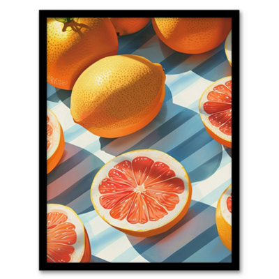 Artery8 Pink Grapefruit Summer Fruit Slice Pattern Design Poster Wall Art PrintA4 Size from B&Q