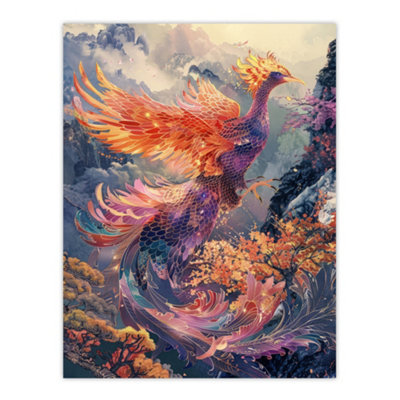 Artery8 Unframed Wall Art Magical Phoenix Colourful Fantasy Concept Art12X16 Inch from B&Q