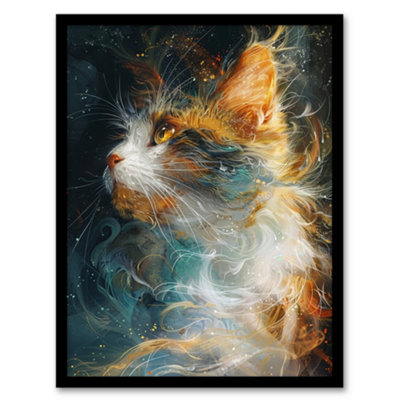 Artery8 Framed Wall Art Dreamy Orange Maine Cat Lover Pet Portrait Poster12X16 Inch from B&Q