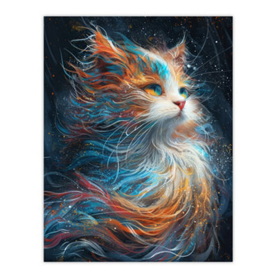 Artery8 Unframed Wall Art Ethereal Orange Mainecoon Cat Lover Pet Portrait12X16 Inch from B&Q