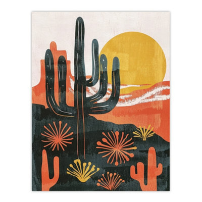 Artery8 Unframed Wall Art Desert Cactus Sunset Simple Bobo Cacti Landscape12X16 Inch from B&Q