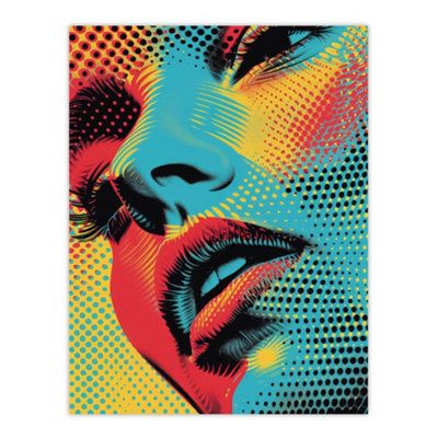 Artery8 Unframed Wall Art Woman Face Close Up Polka Dot Pop Art Portrait12X16 Inch from B&Q