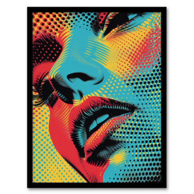 Artery8 Framed Wall Art Woman Face Close Up Polka Dot Pop Art Portrait Poster12X16 Inch from B&Q