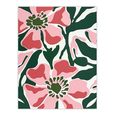 Artery8 Unframed Wall Art Flower Blooms Pink Green Bright Abstract Painting12X16 Inch from B&Q
