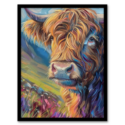 Artery8 Scottish Highland Cow Hairy Coo Oil Painting Poster Wall Art PrintA4 Size from B&Q