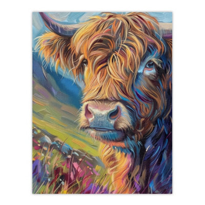 Artery8 Unframed Wall Art Scottish Highland Cow Hairy Coo Painting12X16 Inch from B&Q