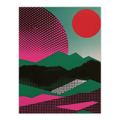 Artery8 Unframed Wall Art Abstract Polka Dot Pattern Landscape Pop Art12X16 Inch from B&Q