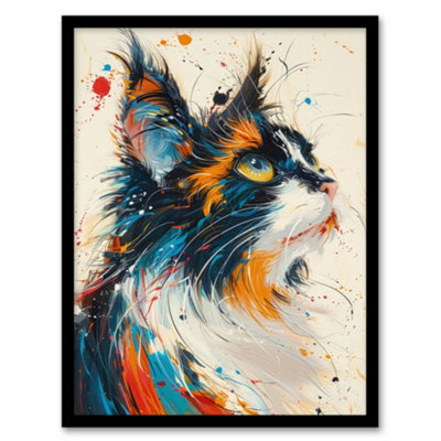 Artery8 Paint Splat Maine Cat Lover Pet Portrait Poster Wall Art PrintA4 Size from B&Q