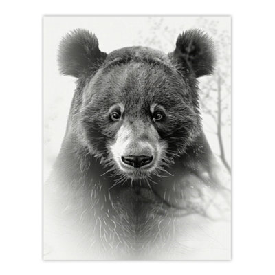 Artery8 Unframed Wall Art Bear Portrait Pencil Drawing Animal Lover Realistic12X16 Inch from B&Q