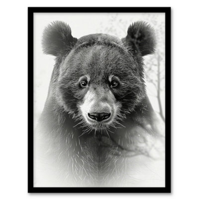 Artery8 Framed Wall Art Bear Portrait Pencil Drawing Animal Lover Realistic Poster12X16 Inch from B&Q
