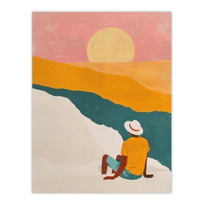 Artery8 Unframed Wall Art Watching The Sunset Block Beach Relax Boho12X16 Inch from B&Q